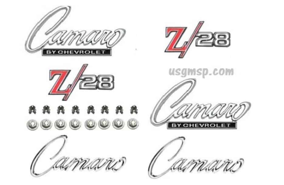 1968 Camaro Emblem Kit: Z28 Kit w/o RS